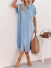 Button Down Denim Midi Shirt Dress OutfitFlow